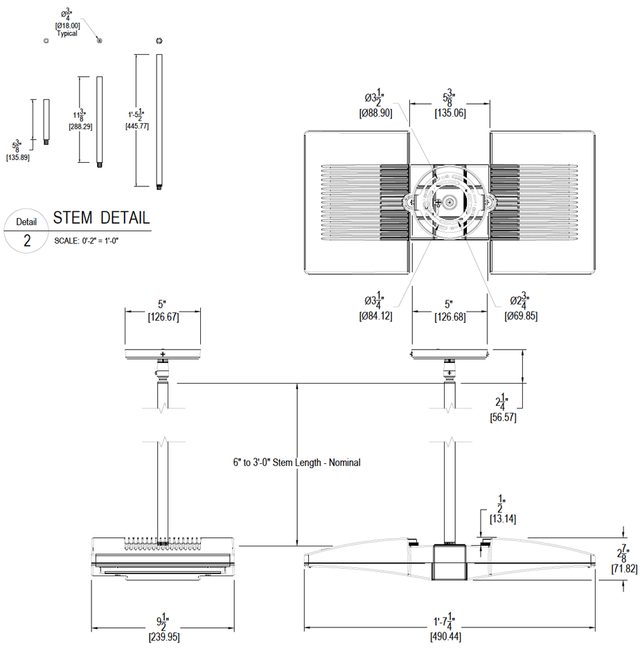 LED Pendant 2 X 26W, 5000k, LED, White