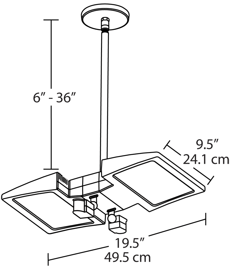 LED Pendant 2 X 26W, 5000k with 2 Mini Sensors, Bronze