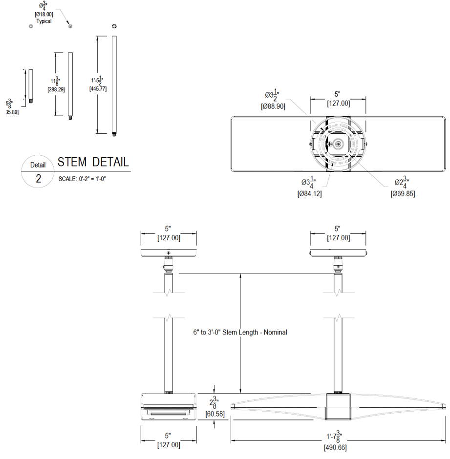 LED Pendant 2 X 10W, 5000k, LED Uplight, Bronze