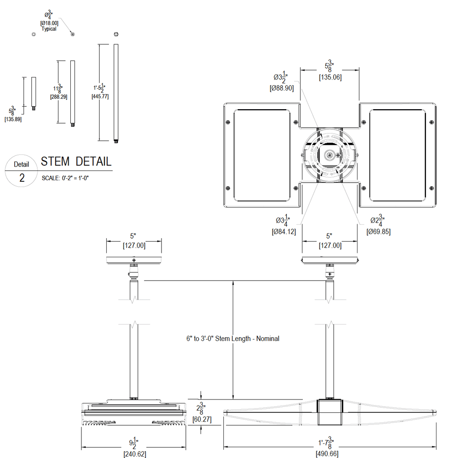 LED Pendant 2 X 18W, 4000k, Uplight, Bronze