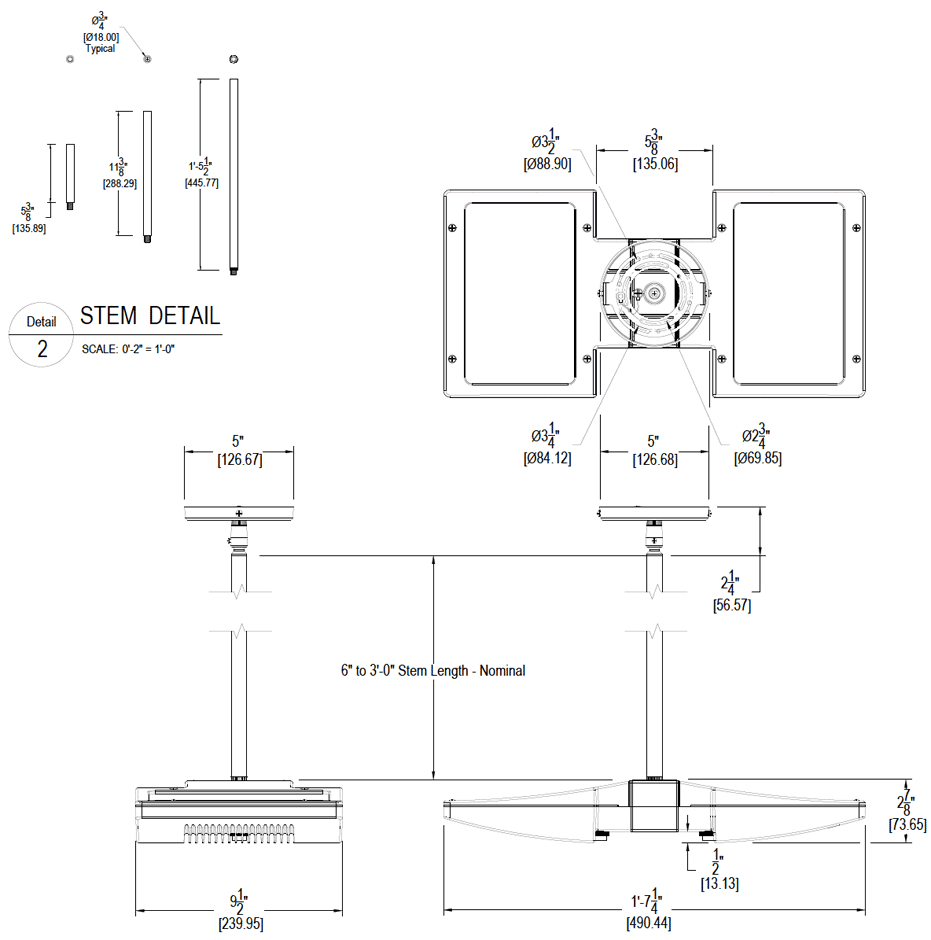 LED Pendant 2 X 26W, 4000k, LED Uplight, White