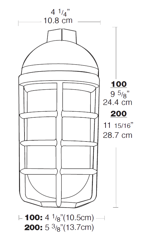 Vaporproof 200 Pendant 1/2 Inch With Glass Globe Cast Guard