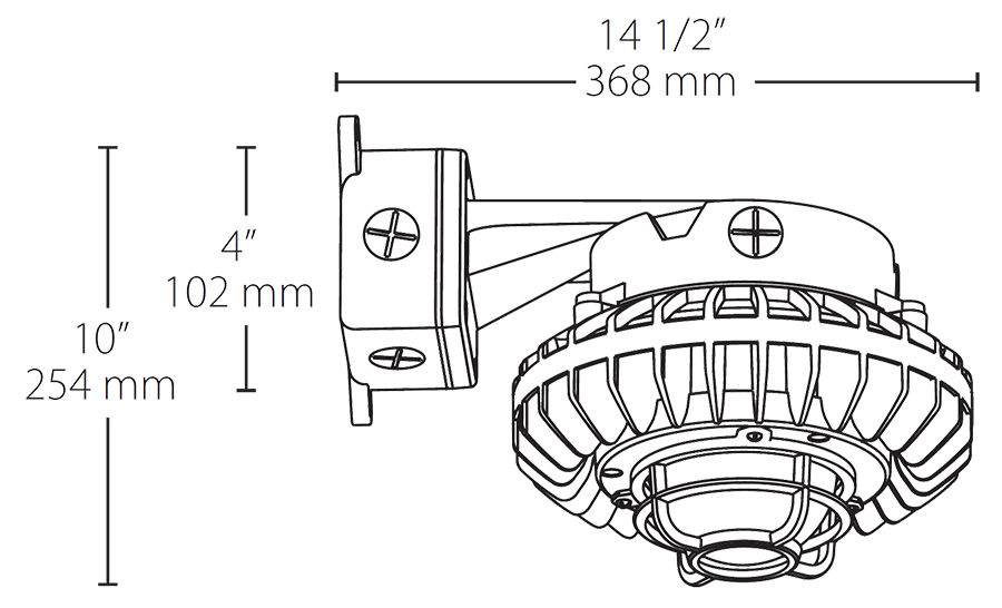 Hazardous, . LED 42W, 5000k, LED Wall bracket, Frosted Flat Lens Die Cast Gd