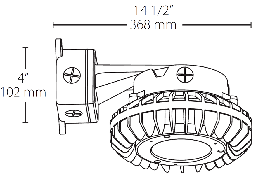 Hazardous, . LED 26W, 5000k, LED Wall bracket with, Clear Flat Lens Gray