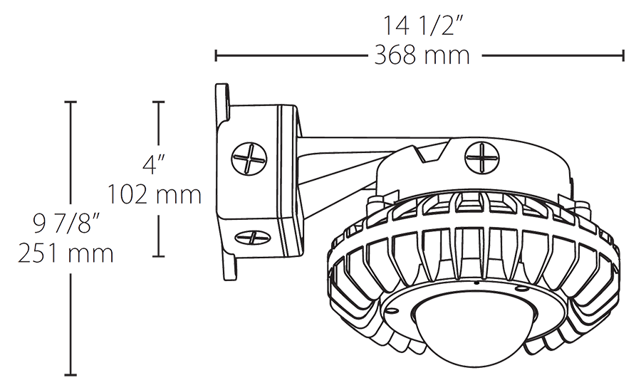 Hazardous, . LED 26W, 5000k, LED Wall bracket with, Clear Globe Gray