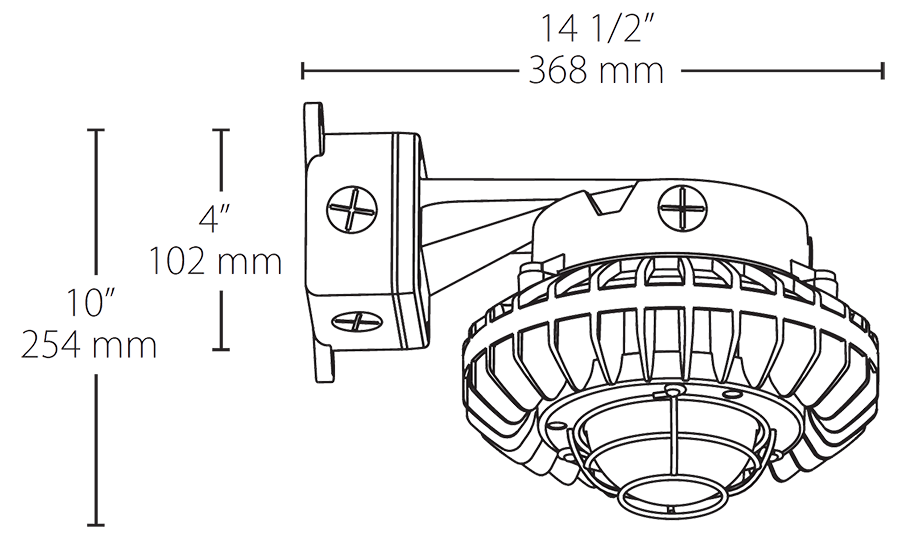 Hazardous, . LED 26W, 5000k, LED Wall bracket, Clear Flat Lens Wire Gd Gray