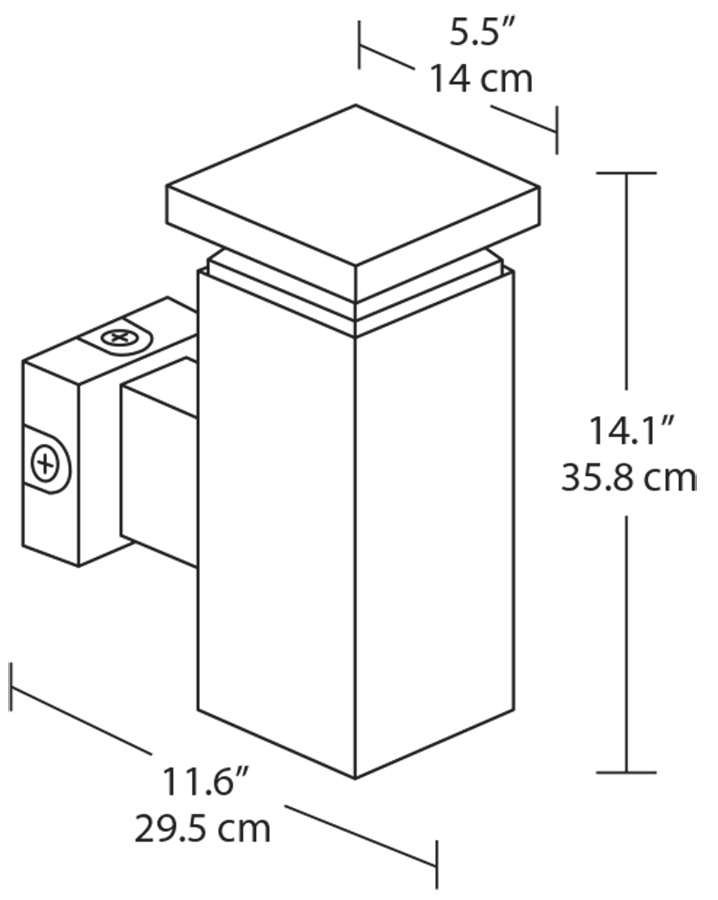 Arch Sconce Square 18W, 5000k, LED Wall mount, Bronze