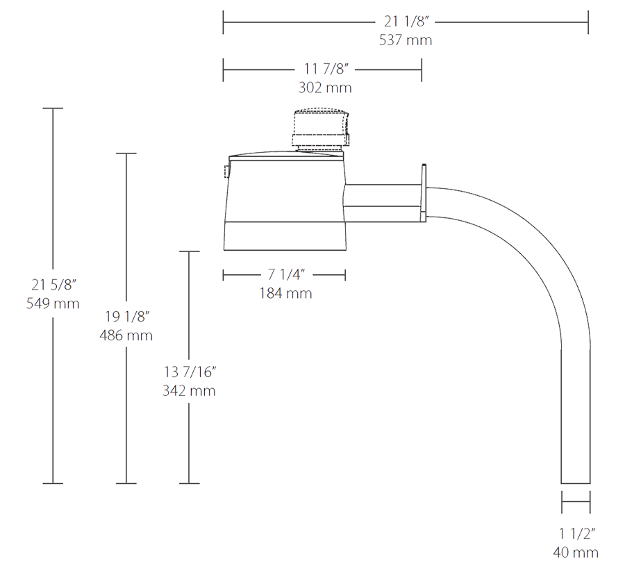 Yardblaster 26W, 4000k, LED, 120V 277V Twistlock Photocell, Arm mount, Silver Gray