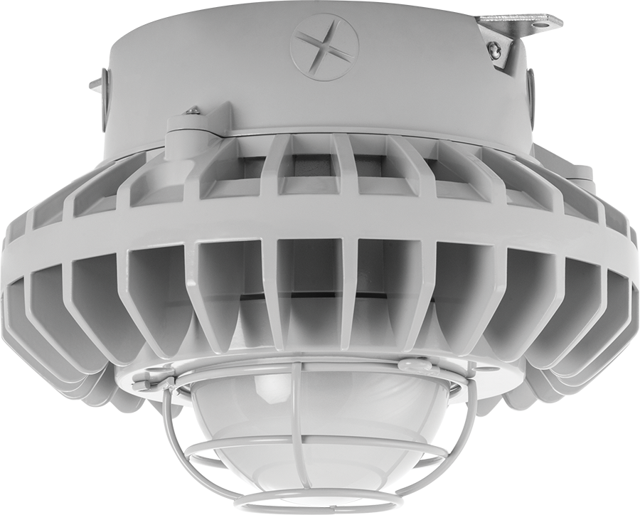 Hazardous, . LED 42W, 5000k, LED Ceiling, Frosted Globe Wire Guard Gray