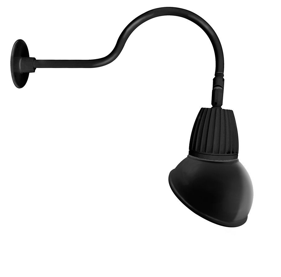 Gooseneck Style1 26W, 4000k, LED 11 Inch Ad Shade Spot reflector, Black