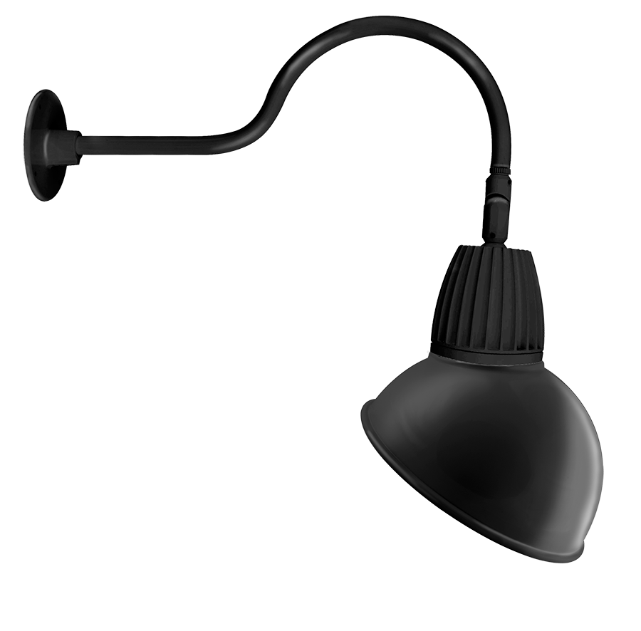 Gooseneck Style1 26W, 3000k, LED 15 Inch AngLED Dome Shade, Black