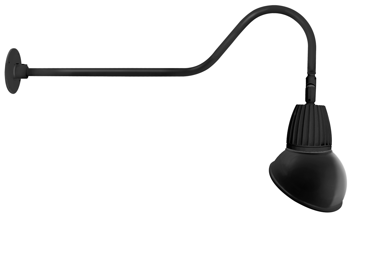 Gooseneck Style2 13W, 3000k, LED 11 Inch Ad Shade, rectangular reflector, Black