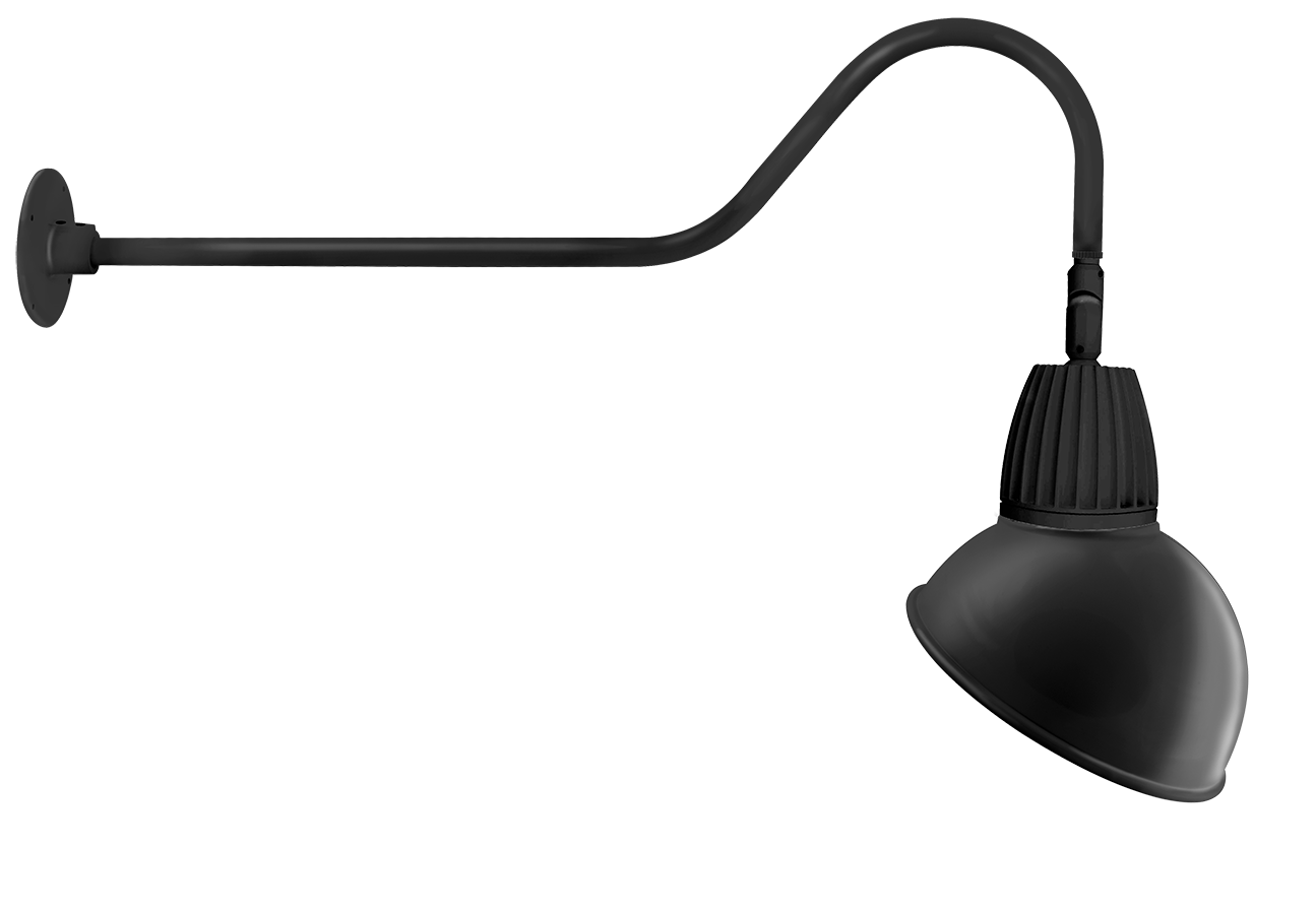 Gooseneck Style2 26W, 3000k, LED 15 Inch AngLED Dome Shade, Black