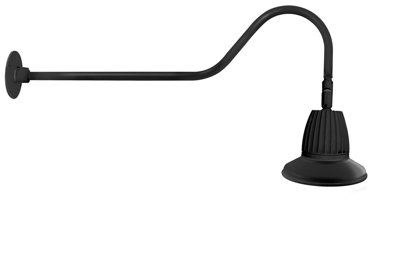 Gooseneck Style2 26W, 3000k, LED 11 Inch St Shade, rectangular reflector, Black