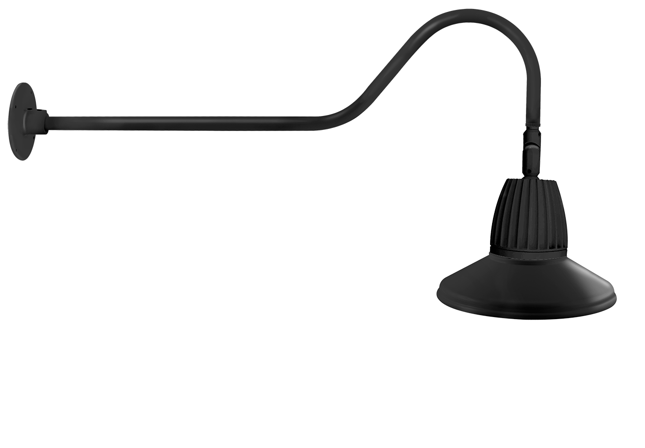 Gooseneck Style2 13W, 3000k, LED 15 Inch St Shade Spot reflector, Black