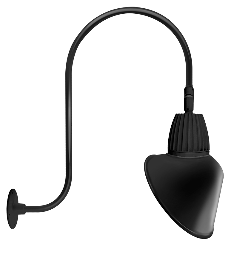 Gooseneck Style3 26W, 3000k, LED 15 Inch Ac Shade, rectangular reflector, Black