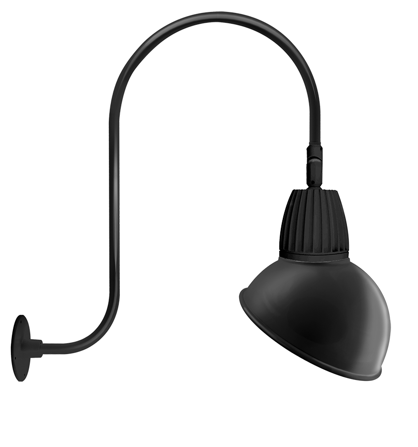 Gooseneck Style3 26W, 4000k, LED 15 Inch AngLED Dome Shade, Black
