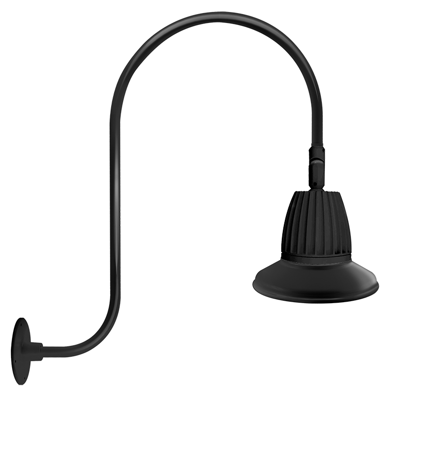 Gooseneck Style3 26W, 3000k, LED 11 Inch Straight Shade, Black