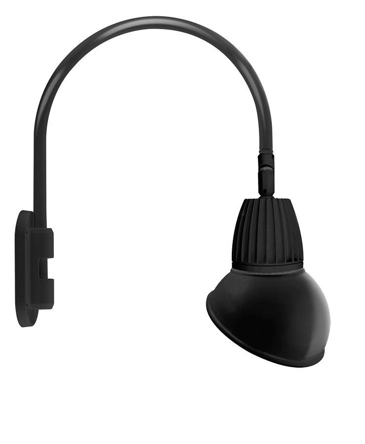 Gooseneck Style4 26W, 3000k, LED 11 Inch AngLED Dome Shade, Black