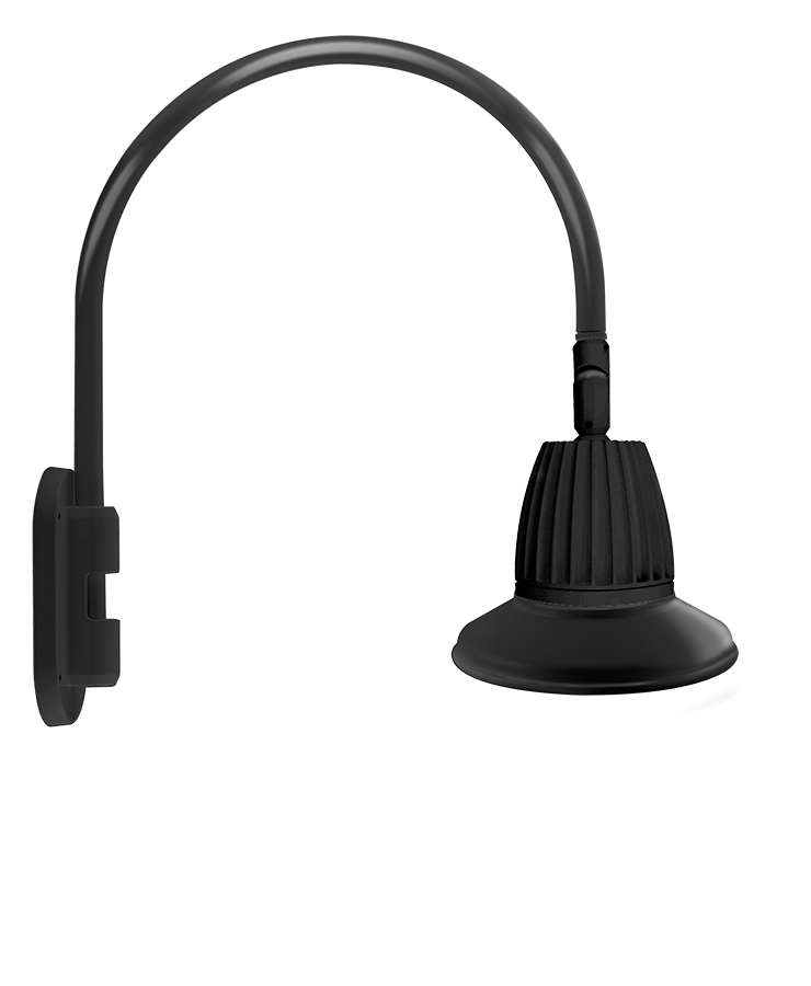 Gooseneck Style4 26W, 3000k, LED 11 Inch St Shade Spot reflector, Black