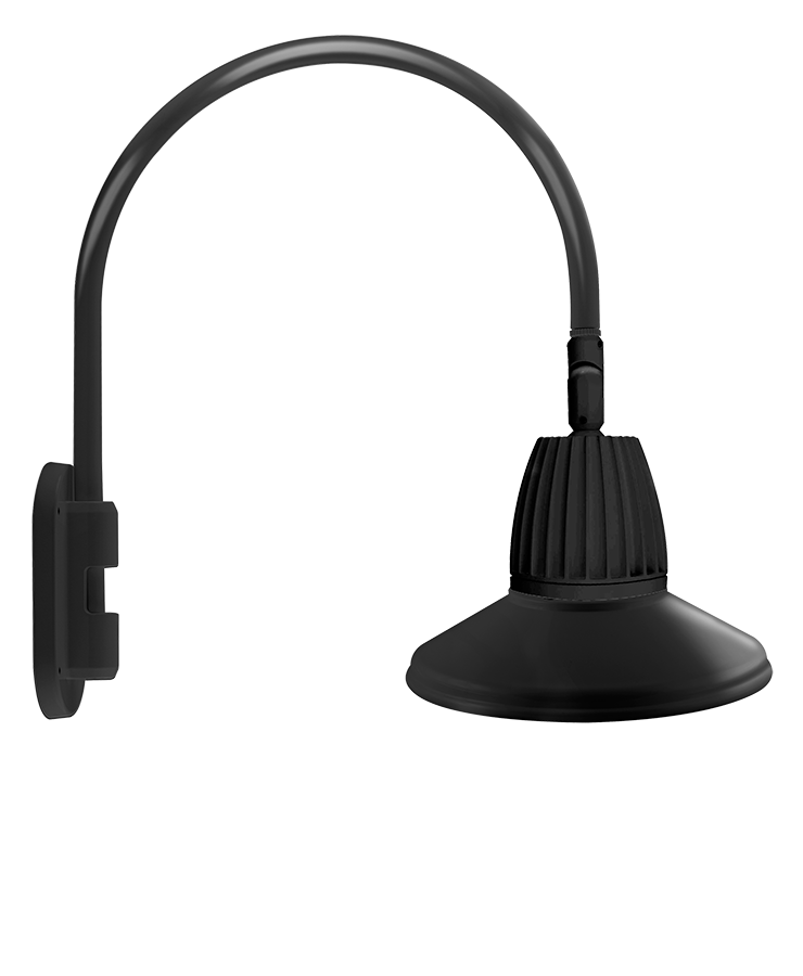 Gooseneck Style4 13W, 4000k, LED 15 Inch St Shade, rectangular reflector, Black