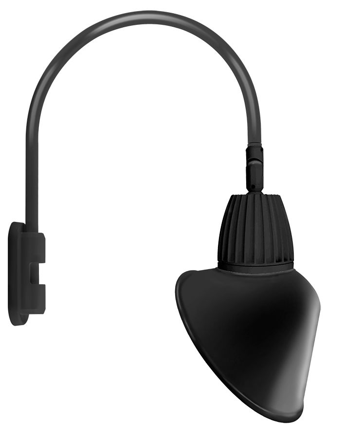 Gooseneck Style5 13W, 3000k, LED 15 Inch Ac Shade, rectangular reflector, Black