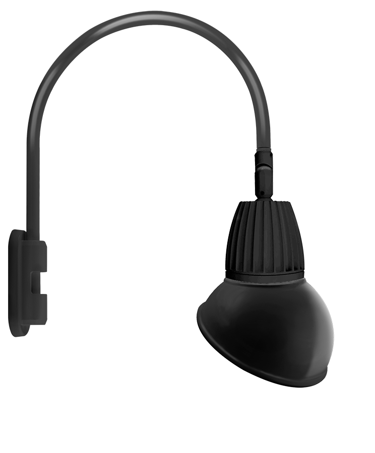 Gooseneck Style5 26W, 3000k, LED 11 Inch AngLED Dome Shade, Black