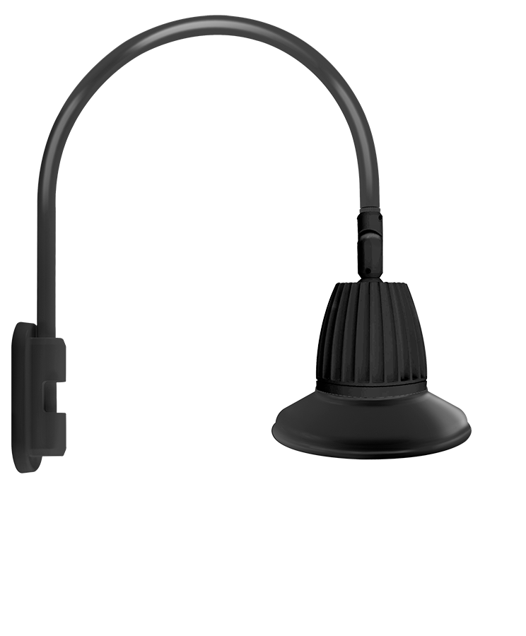 Gooseneck Style5 26W, 4000k, LED 11 Inch St Shade Spot reflector, Black