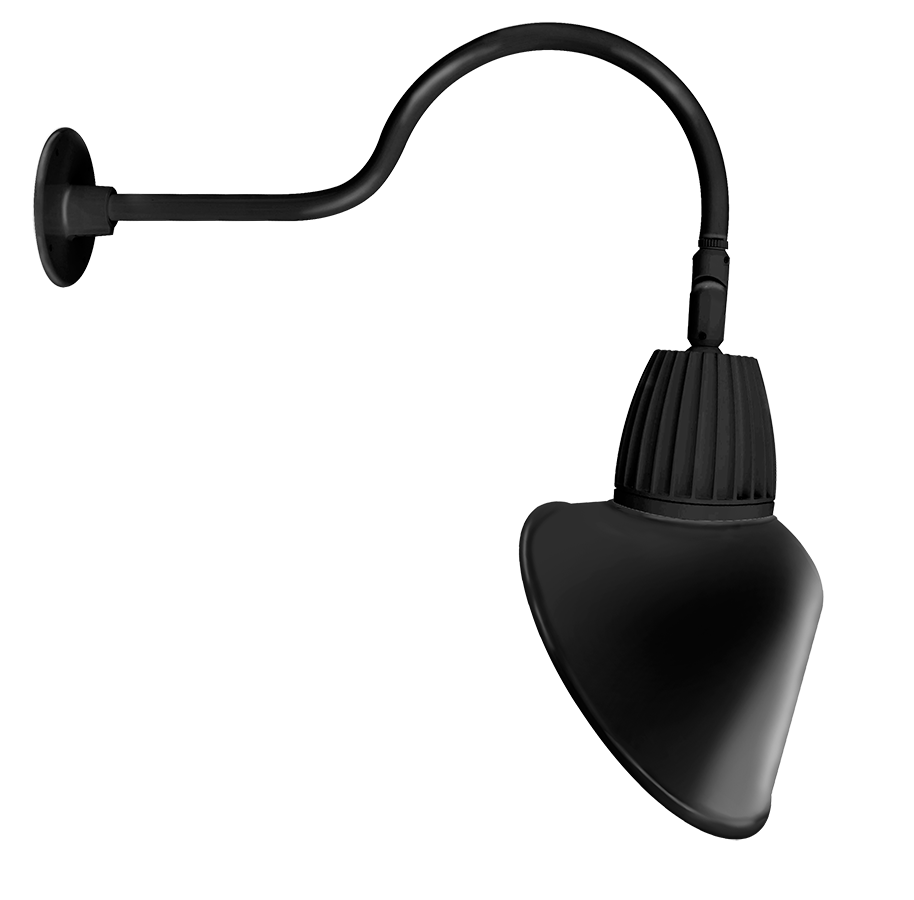 Gooseneck Style1 13W, 3000k, LED Ang Cone Shade Spot reflector, Black