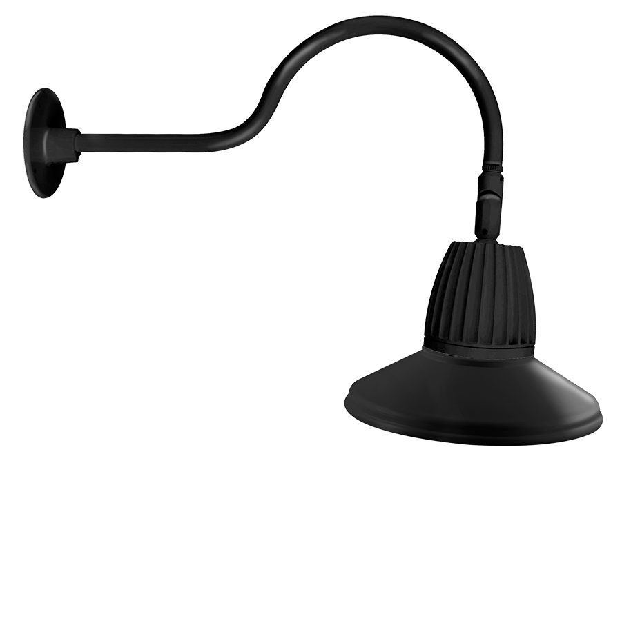 Gooseneck Style1 13W, 3000k, LED Straight Shade, Black
