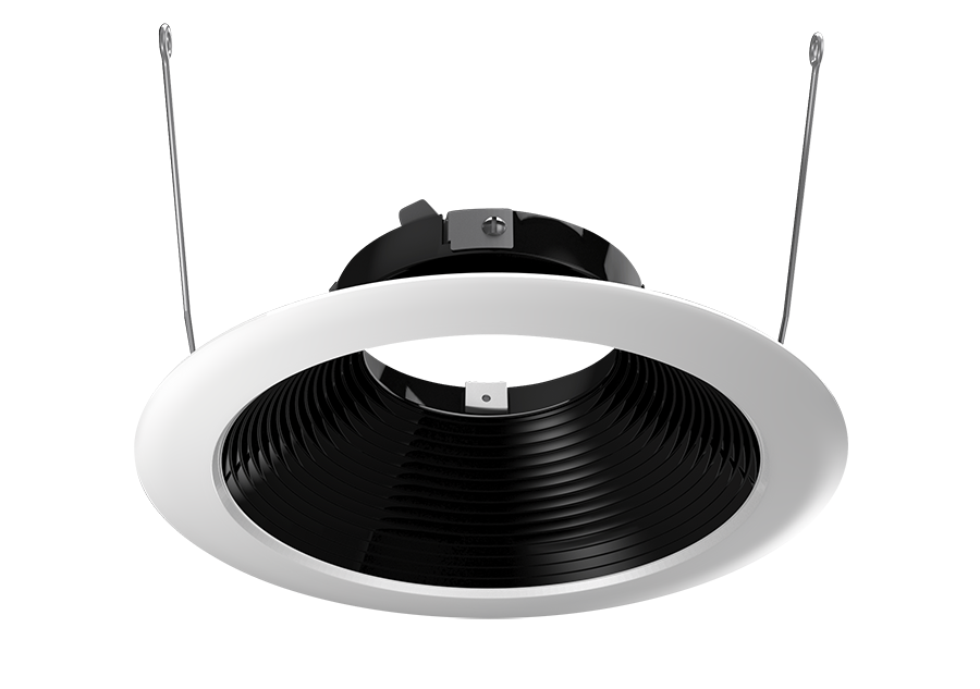 Halite 6 Inch Trim Round Baffle, Black Cone, White Trim