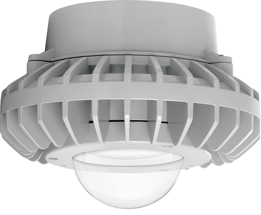 Hazardous, . LED 42W, 5000k, LED Pendant with, Clear Globe Gray