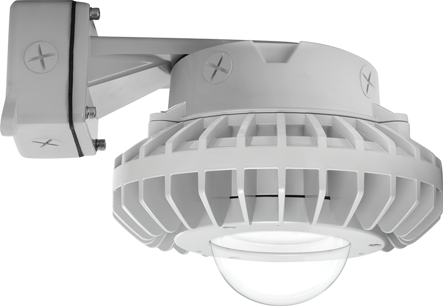 Hazardous, . LED 26W, 5000k, LED Wall bracket with, Clear Globe Gray