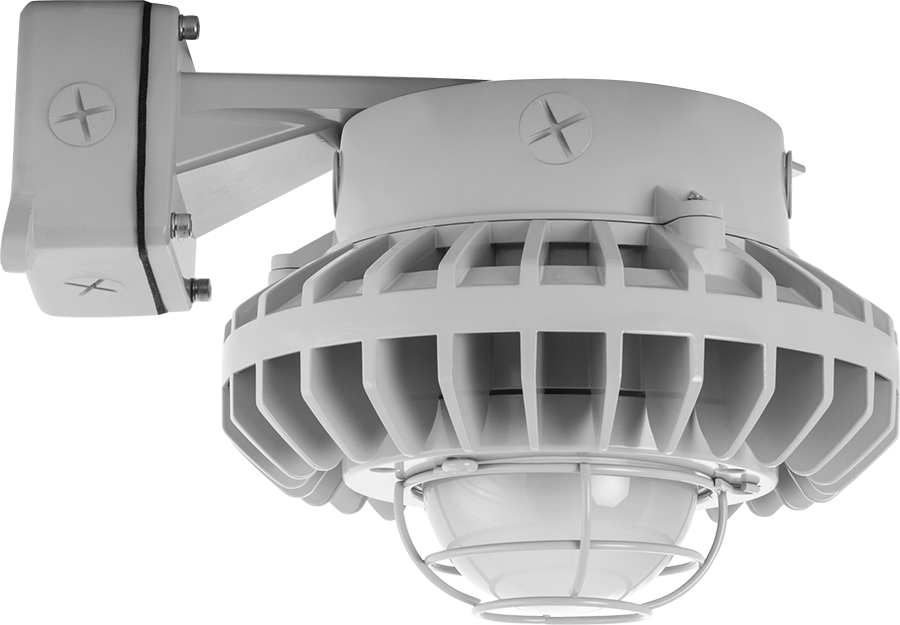 Hazardous, . LED 26W, 5000k, LED Wall bracket with, Frosted Globe Wire Gd Gray