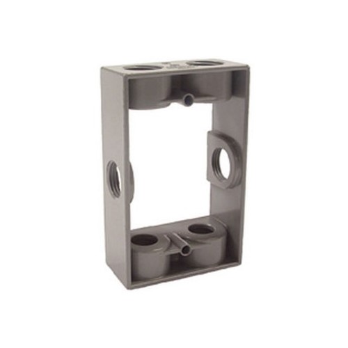 Bell Outdoor Weatherproof Box Extension Adapter, 3-1/2" x 1-1/2" x 5-1/2", 1/2" Hub, 9.5 Cu Inch, Gray, Powder Coated, Die-Cast Aluminum, 6-Hub, 1-Gang