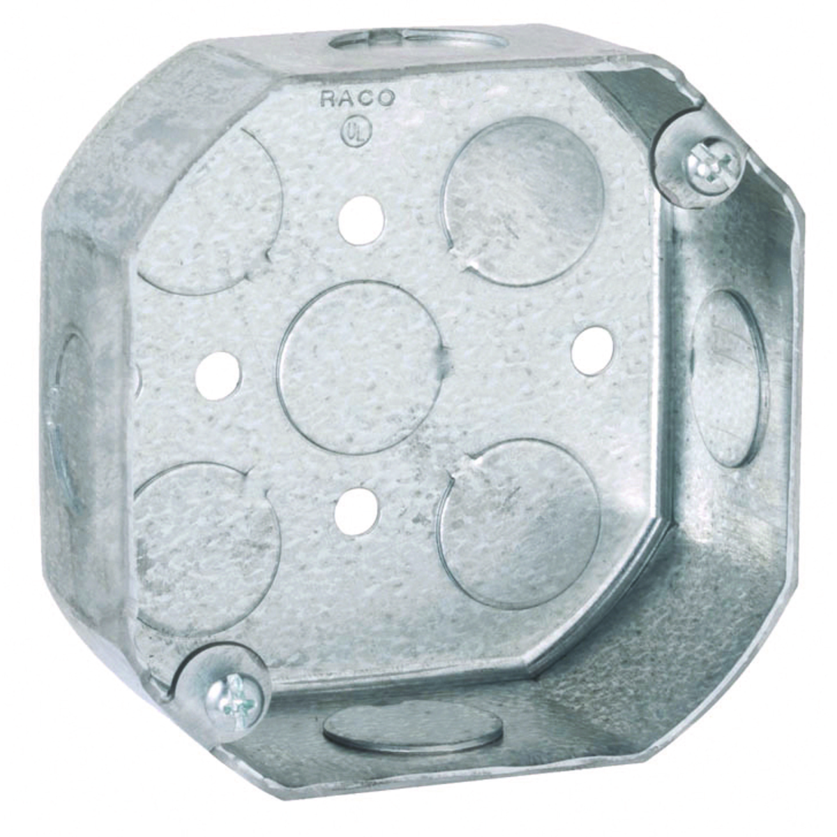 RACO 125 4" OCTAGON BOX, 1-1/2" DEEP, 1/2" SIDE & BOTTOM KNOCKOUTS