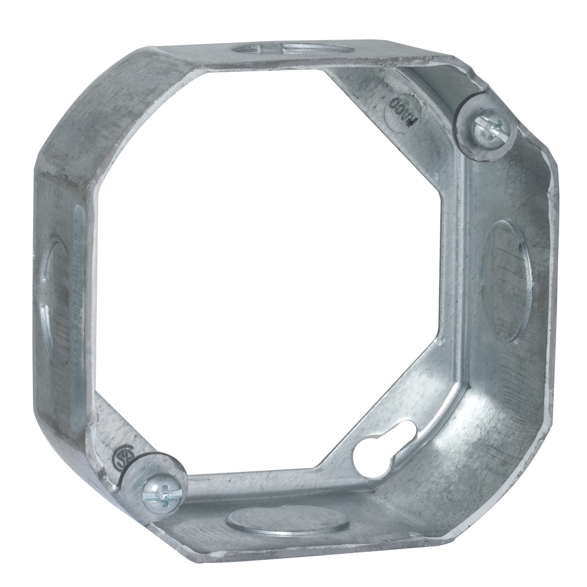 4 In. Octagon Extension Rings, 1-1/2 In. Deep - Drawn with Conduit 1/2 KO's