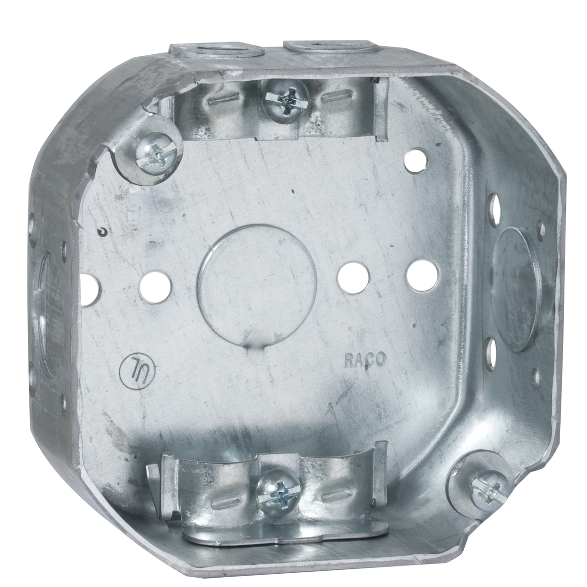 4 In. Oct. Bx. 1-1/2 In. Dp. Drawn with NMSC Clamps Side Holes, 1/8 and1/4 In.