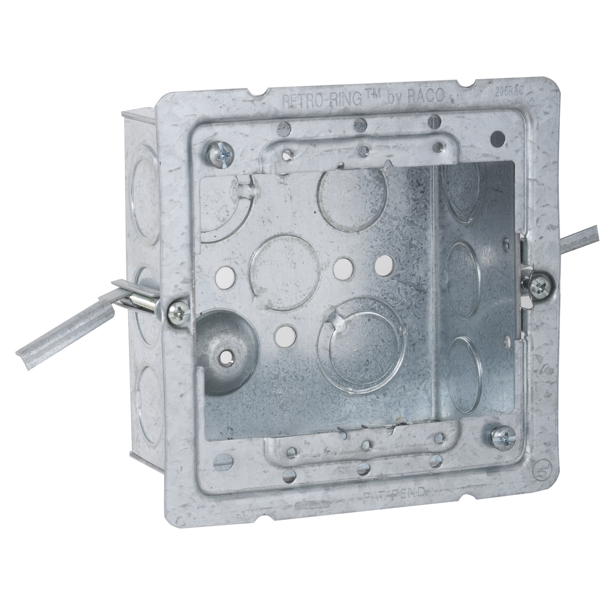 Product image for Raco 232-OW 4" Square Box, Welded, 2-1/8" Deep, (10) 1/2" KOs & (5) TKO's, Old Work