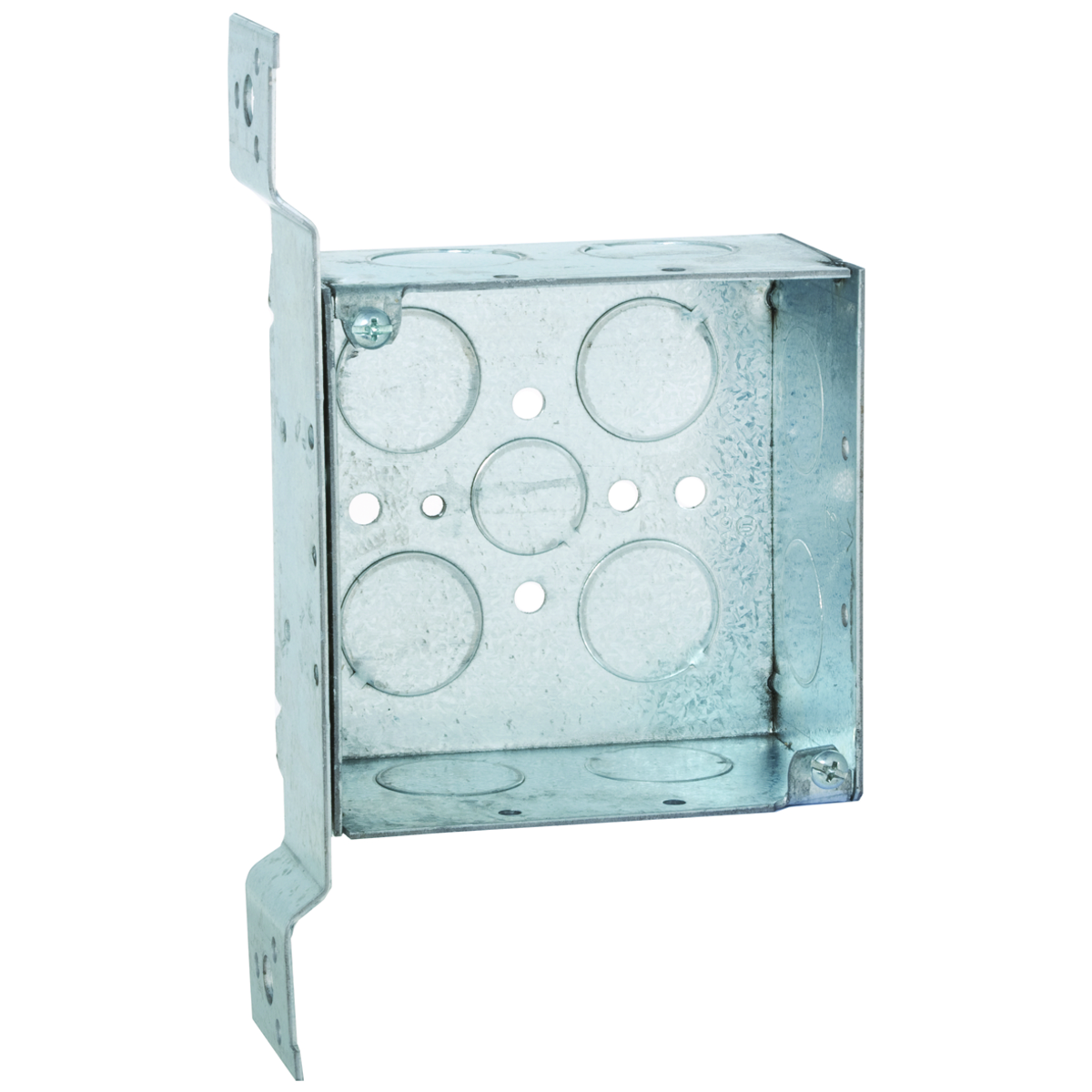 Product image for Raco 236 4" Steel Square Box, 2-1/8" Deep, 3/4" Knockouts, Wood/Metal Stud Bracket, Welded