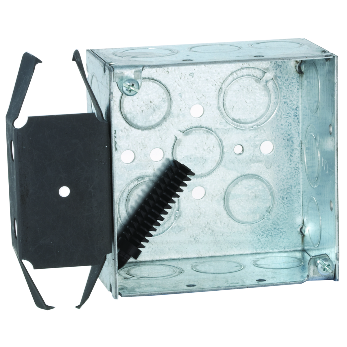 4 In. Square Bracketed Boxes, 2-1/8 In. Deep - Welded with Conduit KO's