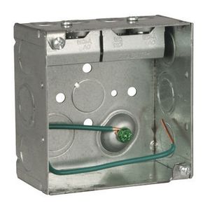 4 in. Square Box, Welded with (2) STAB-IT® Connectors on Top, 2-1/8 in. Deep, 600V, 8 in. #12 Solid Copper Pigtail