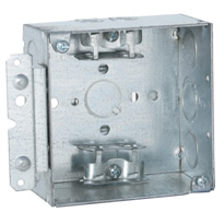 4 In. Square Bracketed Boxes, 2-1/8 In. Deep - Welded with ArmoredCable/Metal Clad/Flex Clamps, 600V, HM, UBS
