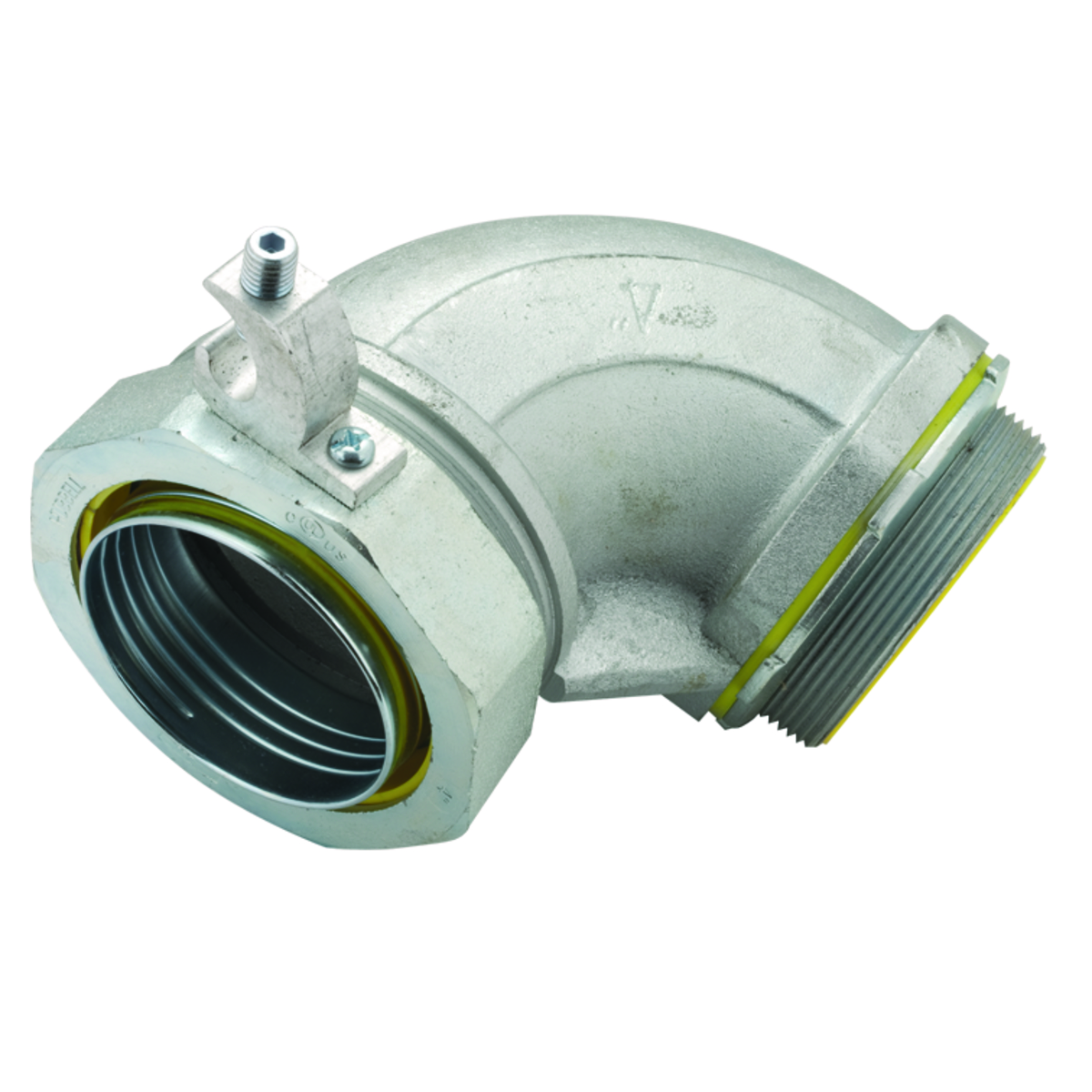 90 Degrees Insulated Connector with Ground Lug, Steel/Malleable Iron, 4 In.Trade Size