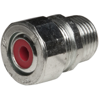 Color-Coded Straight Strain Relief Cord Connectors Steel, 1/2 In. TradeSize, Red