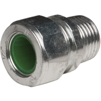 Color-Coded Straight Strain Relief Cord Connectors Steel, 1/2 In. TradeSize, Green