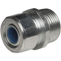 Color-Coded Straight Strain Relief Cord Connectors Steel, 3/4 In. TradeSize, Blue