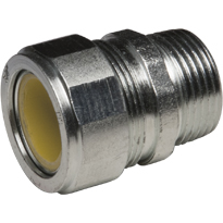 Color-Coded Straight Strain Relief Cord Connectors Steel, 3/4 In. TradeSize, Yellow