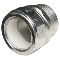 Color-Coded Straight Strain Relief Cord Connectors Steel, 1-1/4 In. Trade Size, White