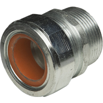 Color-Coded Straight Strain Relief Cord Connectors Steel, 1-1/4 In.Trade Size, Orange